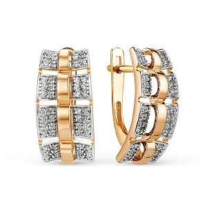 Серьги из красного золота с фианитами