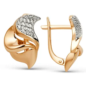 Серьги из красного золота с фианитами