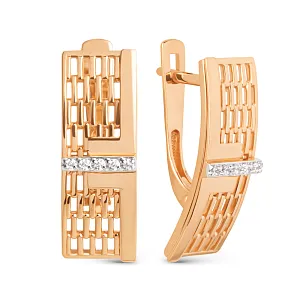 Серьги из красного золота с фианитами