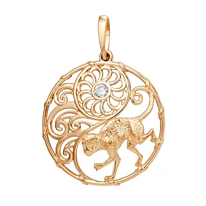 Подвеска из красного золота с фианитом