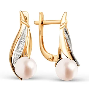 Серьги из красного золота с фианитами