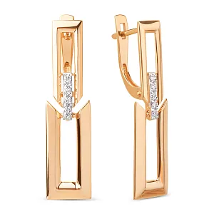 Серьги из красного золота с фианитами