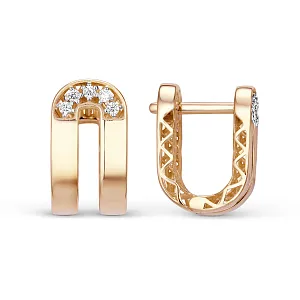 Серьги из красного золота с фианитами