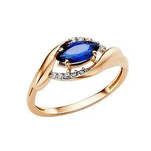 Кольцо из красного золота с корундом