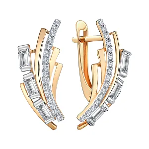 Серьги из красного золота с фианитами