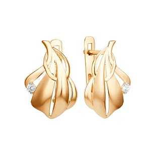 Серьги из красного золота с фианитами