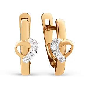 Серьги из красного золота с фианитами