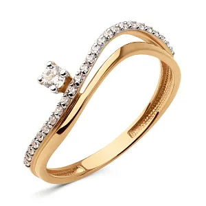 Кольцо из красного золота с фианитами