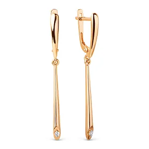 Серьги из красного золота с фианитами