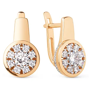 Серьги из красного золота с фианитами