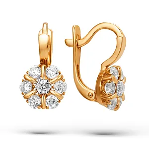 Серьги из красного золота с фианитами