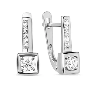 Серьги из белого золота с фианитами