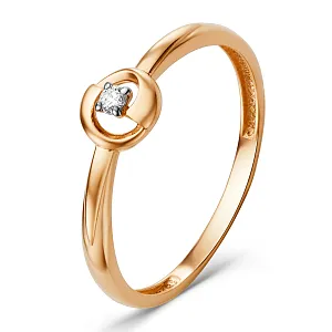 Кольцо из красного золота с фианитом