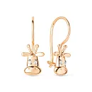 Серьги детские из красного золота с фианитами