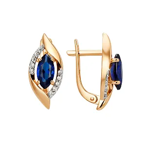 Серьги из красного золота с корундами