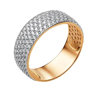 Кольцо из красного золота с фианитами