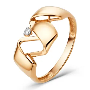 Кольцо из красного золота с фианитом