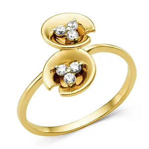 Кольцо из желтого золота с фианитами