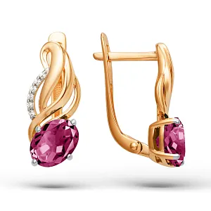 Серьги из красного золота с корундами