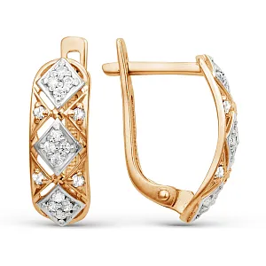 Серьги из красного золота с фианитами