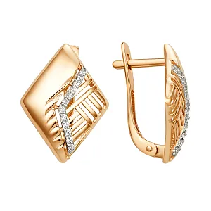 Серьги из красного золота с фианитами