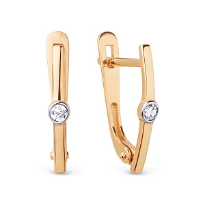 Серьги из красного золота с фианитами