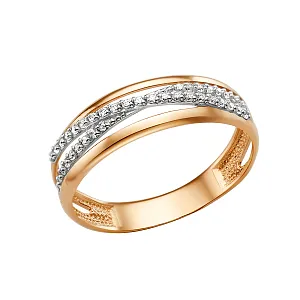 Кольцо из красного золота с фианитами