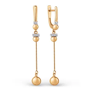 Серьги из красного золота с фианитами