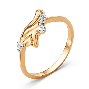 Кольцо из красного золота с фианитами