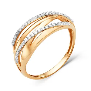 Кольцо из красного золота с фианитами