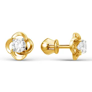 Серьги из желтого золота с фианитами