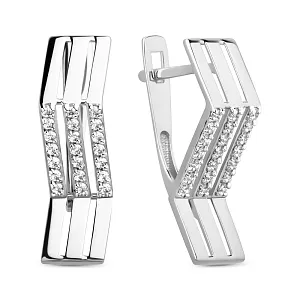 Серьги из белого золота с фианитами