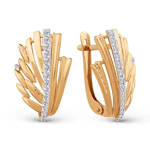 Серьги из красного золота с фианитами