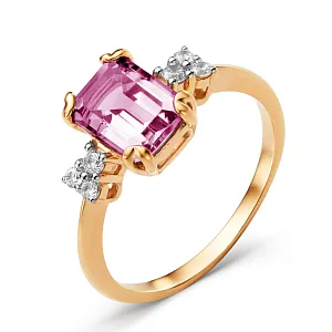 Кольцо из красного золота с корундом