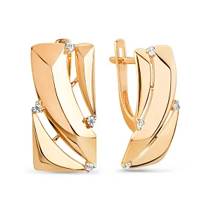 Серьги из красного золота с фианитами