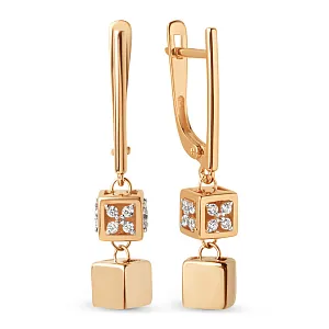 Серьги из красного золота с фианитами