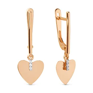 Серьги из красного золота с фианитами