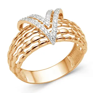 Кольцо из красного золота с фианитами