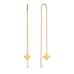 Серьги продевки из красного золота