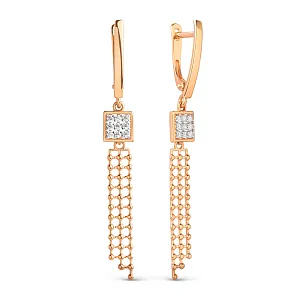 Серьги из красного золота с фианитами