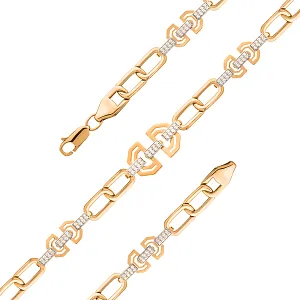 Браслет из красного золота с фианитами