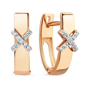 Серьги из красного золота с фианитами