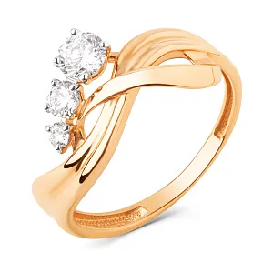 Кольцо из красного золота с фианитами