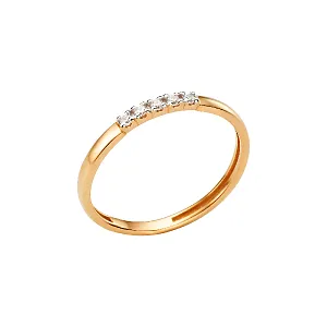 Кольцо из красного золота с фианитами