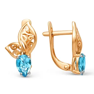 Серьги из красного золота с swiss топазами