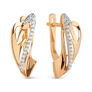 Серьги из красного золота с фианитами