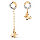 Серьги пусеты из красного золота с фианитами