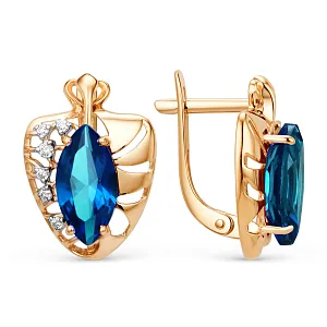 Серьги из красного золота с лондон топазами