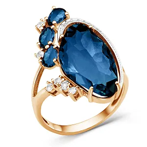 Кольцо из красного золота с лондон топазами