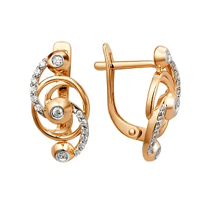 Серьги из красного золота с фианитами